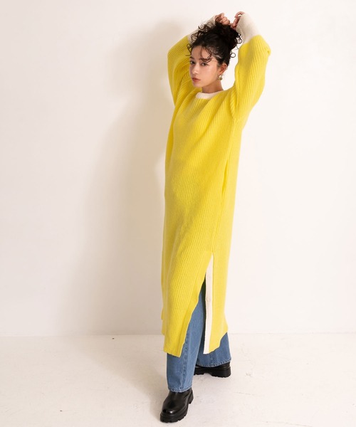 bohmal(ボマール)の「バイカラーボリュームスリーブニットワンピース(ワンピース・レディース・ブラック/イエロー/グリーン・FREE)」の19枚目の写真