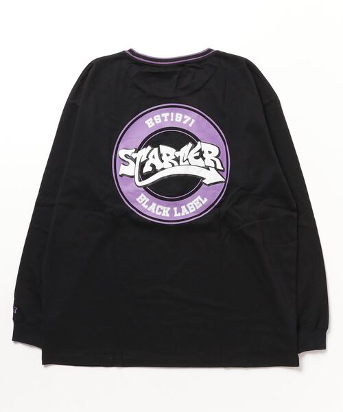 STARTER BLACK LABEL(スターターブラックレーベル)の「STARTER BLACK LABEL 衿リブライン サークルロゴ ロンT(Tシャツ/カットソー・メンズ・ブラック/ホワイト・M/L/XL)」の3枚目の写真