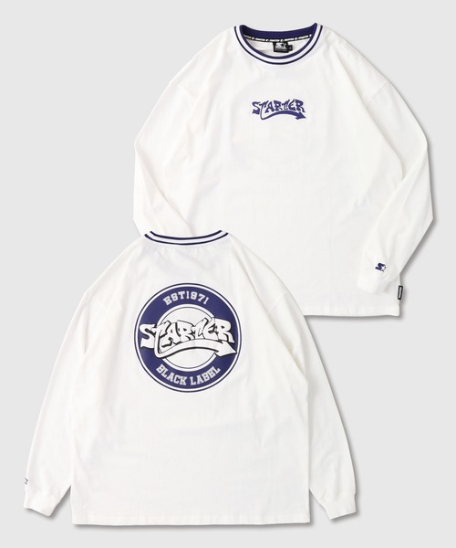 STARTER BLACK LABEL(スターターブラックレーベル)の「STARTER BLACK LABEL 衿リブライン サークルロゴ ロンT(Tシャツ/カットソー・メンズ・ブラック/ホワイト・M/L/XL)」の1枚目の写真