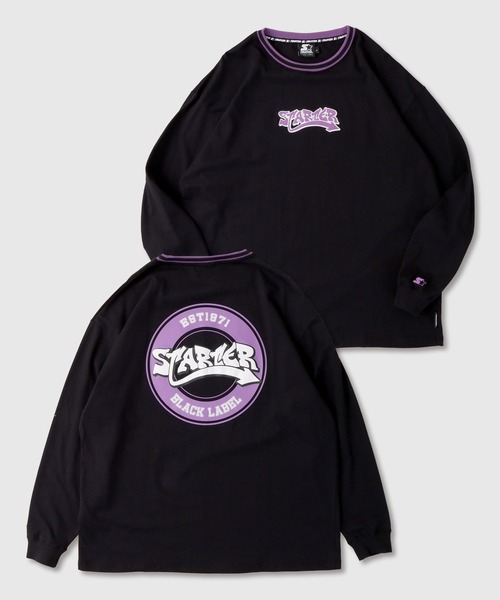 STARTER BLACK LABEL(スターターブラックレーベル)の「STARTER BLACK LABEL 衿リブライン サークルロゴ ロンT(Tシャツ/カットソー・メンズ・ブラック/ホワイト・M/L/XL)」の2枚目の写真