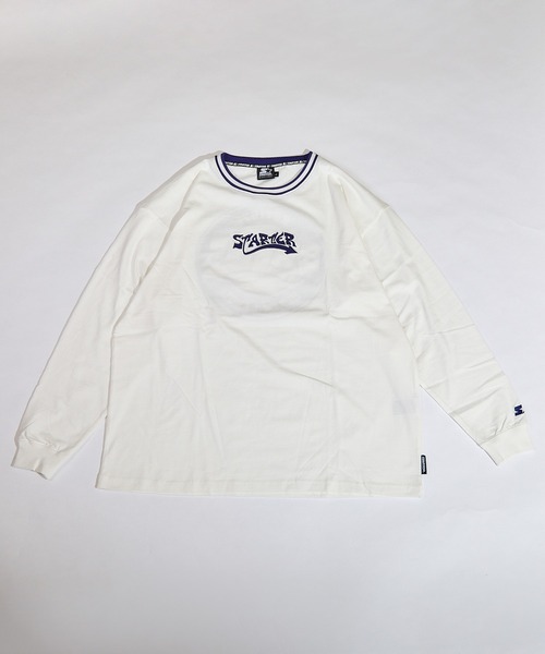 STARTER BLACK LABEL(スターターブラックレーベル)の「STARTER BLACK LABEL 衿リブライン サークルロゴ ロンT(Tシャツ/カットソー・メンズ・ブラック/ホワイト・M/L/XL)」の19枚目の写真