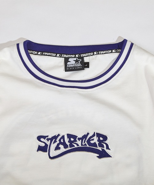 STARTER BLACK LABEL(スターターブラックレーベル)の「STARTER BLACK LABEL 衿リブライン サークルロゴ ロンT(Tシャツ/カットソー・メンズ・ブラック/ホワイト・M/L/XL)」の4枚目の写真