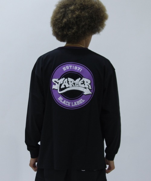 STARTER BLACK LABEL(スターターブラックレーベル)の「STARTER BLACK LABEL 衿リブライン サークルロゴ ロンT(Tシャツ/カットソー・メンズ・ブラック/ホワイト・M/L/XL)」の9枚目の写真