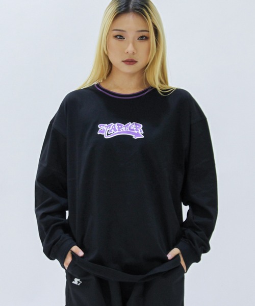 STARTER BLACK LABEL(スターターブラックレーベル)の「STARTER BLACK LABEL 衿リブライン サークルロゴ ロンT(Tシャツ/カットソー・メンズ・ブラック/ホワイト・M/L/XL)」の10枚目の写真