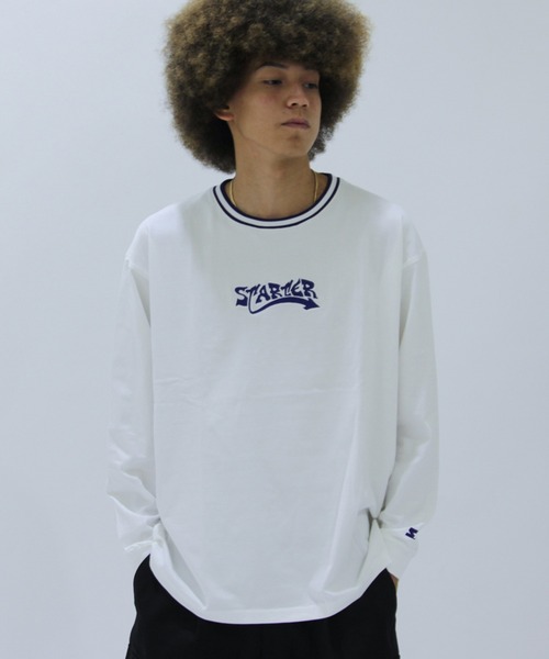 STARTER BLACK LABEL(スターターブラックレーベル)の「STARTER BLACK LABEL 衿リブライン サークルロゴ ロンT(Tシャツ/カットソー・メンズ・ブラック/ホワイト・M/L/XL)」の21枚目の写真
