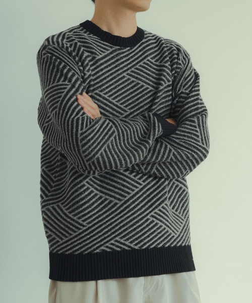 ITEMS URBANRESEARCH（アイテムズ アーバンリサーチ）の「マシンウォッシャブル バイヤスジオメ ニット（ニット/セーター・メンズ・ブラック/ブラウン/イエロー・LARGE/MEDIUM）」の10枚目の写真
