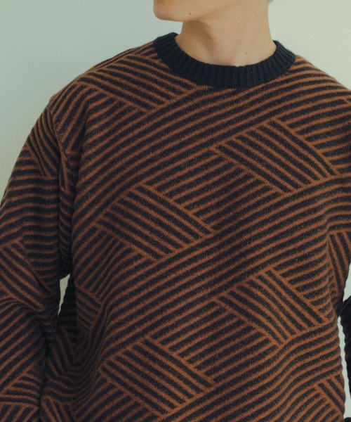 ITEMS URBANRESEARCH（アイテムズ アーバンリサーチ）の「マシンウォッシャブル バイヤスジオメ ニット（ニット/セーター・メンズ・ブラック/ブラウン/イエロー・LARGE/MEDIUM）」の16枚目の写真