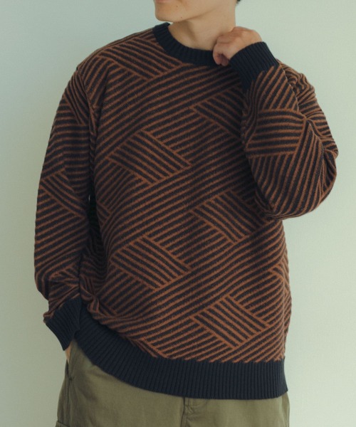 ITEMS URBANRESEARCH（アイテムズ アーバンリサーチ）の「マシンウォッシャブル バイヤスジオメ ニット（ニット/セーター・メンズ・ブラック/ブラウン/イエロー・LARGE/MEDIUM）」の17枚目の写真