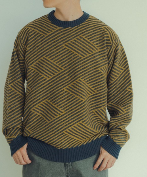 ITEMS URBANRESEARCH（アイテムズ アーバンリサーチ）の「マシンウォッシャブル バイヤスジオメ ニット（ニット/セーター・メンズ・ブラック/ブラウン/イエロー・LARGE/MEDIUM）」の21枚目の写真