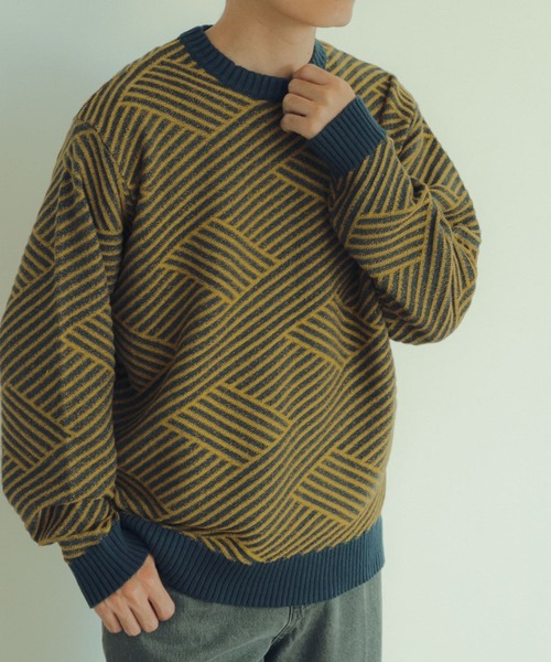 ITEMS URBANRESEARCH（アイテムズ アーバンリサーチ）の「マシンウォッシャブル バイヤスジオメ ニット（ニット/セーター・メンズ・ブラック/ブラウン/イエロー・LARGE/MEDIUM）」の22枚目の写真