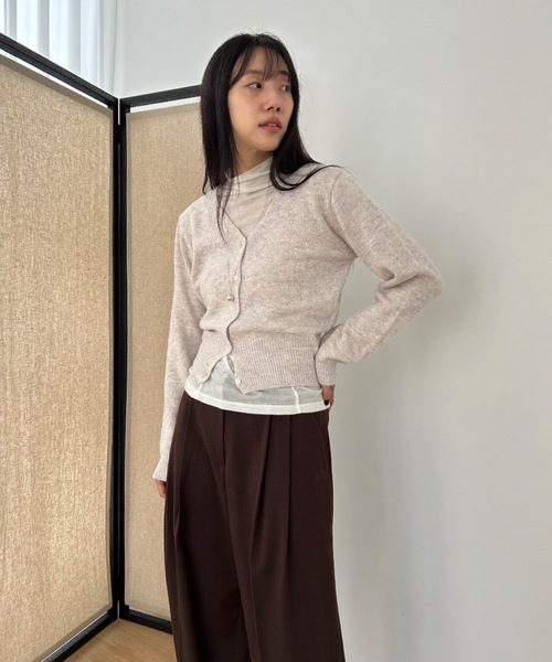Didot.showroom（ディドット ショールーム）の「Vネッククロップドニットカーディガン（カーディガン/ボレロ・レディース・グリーン/ネイビー/ブラウン/ブルー/オートミール/レッド/グレー/ブラック・FREE）」の16枚目の写真