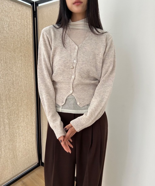 Didot.showroom（ディドット ショールーム）の「Vネッククロップドニットカーディガン（カーディガン/ボレロ・レディース・グリーン/ネイビー/ブラウン/ブルー/オートミール/レッド/グレー/ブラック・FREE）」の17枚目の写真