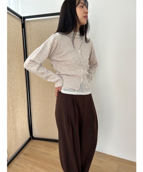 Didot.showroom（ディドット ショールーム）の「Vネッククロップドニットカーディガン（カーディガン/ボレロ・レディース・グリーン/ネイビー/ブラウン/ブルー/オートミール/レッド/グレー/ブラック・FREE）」の18枚目の写真