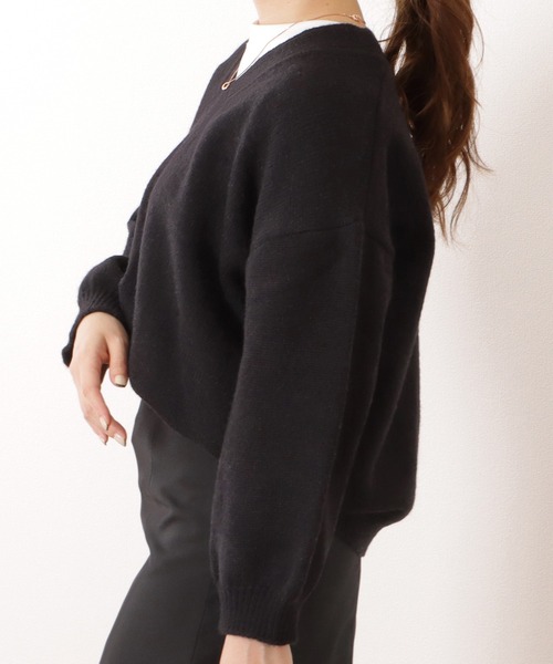 Lace Ladies(レースレディース)の「ソフトタッチ深Vネック長袖ニットプルオーバー(ニット/セーター・レディース・ベージュ/アイボリー/グレー/ブラック・S/FREE)」の14枚目の写真