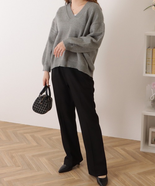 Lace Ladies(レースレディース)の「ソフトタッチ深Vネック長袖ニットプルオーバー(ニット/セーター・レディース・ベージュ/アイボリー/グレー/ブラック・S/FREE)」の15枚目の写真