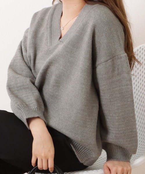 Lace Ladies(レースレディース)の「ソフトタッチ深Vネック長袖ニットプルオーバー(ニット/セーター・レディース・ベージュ/アイボリー/グレー/ブラック・S/FREE)」の17枚目の写真