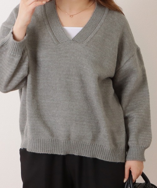 Lace Ladies(レースレディース)の「ソフトタッチ深Vネック長袖ニットプルオーバー(ニット/セーター・レディース・ベージュ/アイボリー/グレー/ブラック・S/FREE)」の19枚目の写真