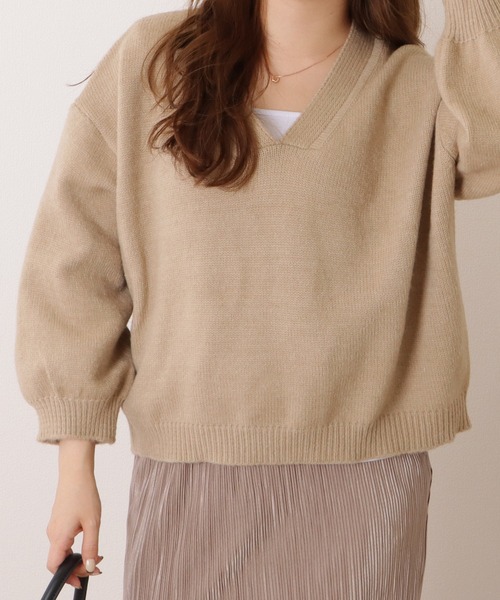 Lace Ladies(レースレディース)の「ソフトタッチ深Vネック長袖ニットプルオーバー(ニット/セーター・レディース・ベージュ/アイボリー/グレー/ブラック・S/FREE)」の22枚目の写真