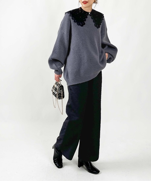 PICCIN（ピッチン）の「【WEB限定】ふくれジャガードイージーパンツ（セットアップ可能）（その他パンツ・レディース・ブラック・M）」の12枚目の写真