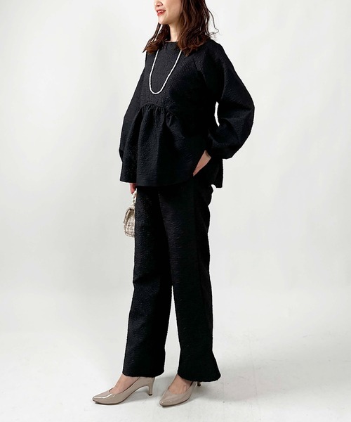 PICCIN（ピッチン）の「【WEB限定】ふくれジャガードイージーパンツ（セットアップ可能）（その他パンツ・レディース・ブラック・M）」の17枚目の写真
