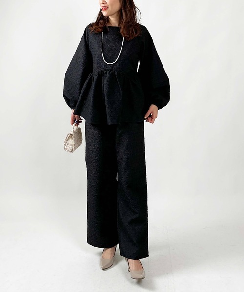 PICCIN（ピッチン）の「【WEB限定】ふくれジャガードイージーパンツ（セットアップ可能）（その他パンツ・レディース・ブラック・M）」の16枚目の写真