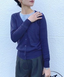 【pufe】洗えるニットシルクタッチカーディガン
