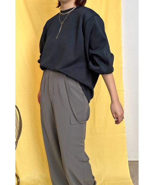 palm RICHE(ポームリシュ)の「バックフリルポンチTOPS(Tシャツ/カットソー・レディース・ライトパープル/ブラック/ホワイト・M)」の2枚目の写真