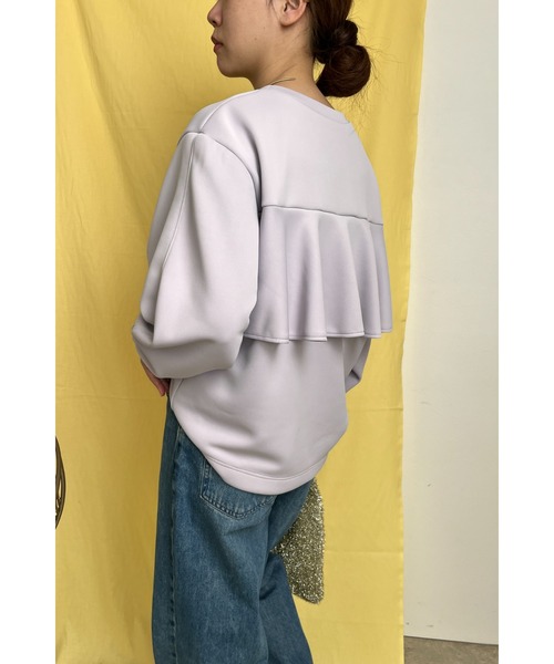 palm RICHE(ポームリシュ)の「バックフリルポンチTOPS(Tシャツ/カットソー・レディース・ライトパープル/ブラック/ホワイト・M)」の21枚目の写真