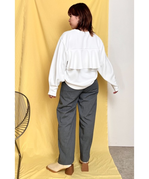 palm RICHE(ポームリシュ)の「バックフリルポンチTOPS(Tシャツ/カットソー・レディース・ライトパープル/ブラック/ホワイト・M)」の11枚目の写真