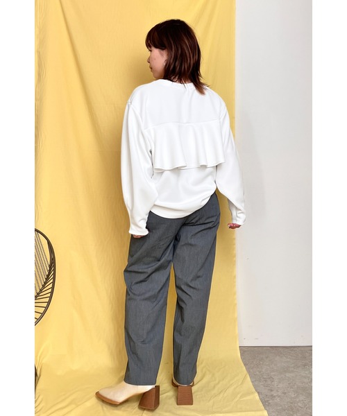 palm RICHE(ポームリシュ)の「バックフリルポンチTOPS(Tシャツ/カットソー・レディース・ライトパープル/ブラック/ホワイト・M)」の12枚目の写真