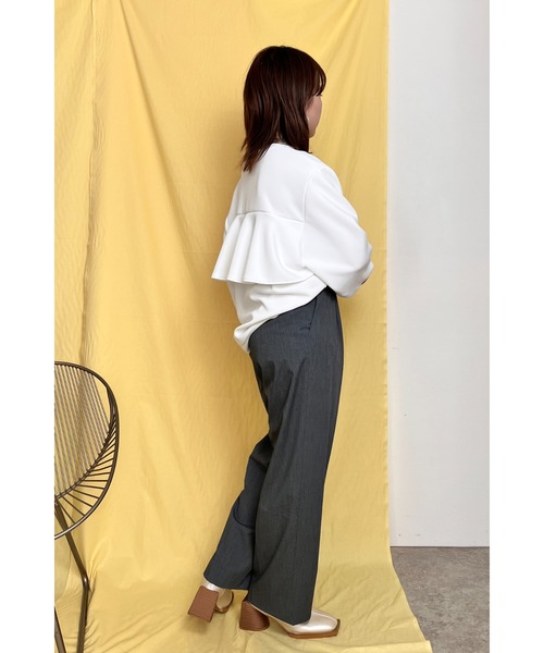 palm RICHE(ポームリシュ)の「バックフリルポンチTOPS(Tシャツ/カットソー・レディース・ライトパープル/ブラック/ホワイト・M)」の13枚目の写真