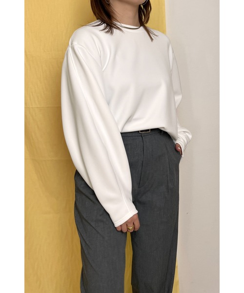 palm RICHE(ポームリシュ)の「バックフリルポンチTOPS(Tシャツ/カットソー・レディース・ライトパープル/ブラック/ホワイト・M)」の9枚目の写真