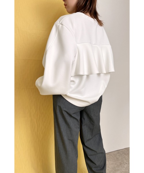 palm RICHE(ポームリシュ)の「バックフリルポンチTOPS(Tシャツ/カットソー・レディース・ライトパープル/ブラック/ホワイト・M)」の5枚目の写真