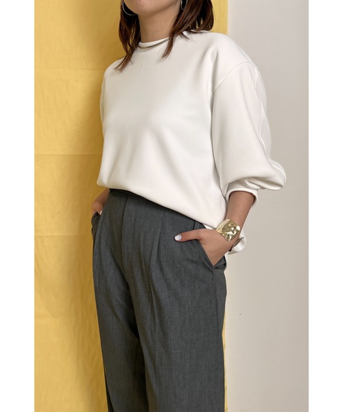 palm RICHE(ポームリシュ)の「バックフリルポンチTOPS(Tシャツ/カットソー・レディース・ライトパープル/ブラック/ホワイト・M)」の7枚目の写真