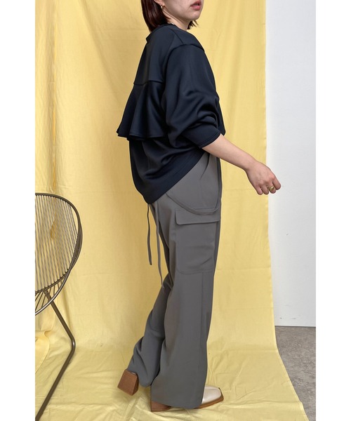 palm RICHE(ポームリシュ)の「バックフリルポンチTOPS(Tシャツ/カットソー・レディース・ライトパープル/ブラック/ホワイト・M)」の15枚目の写真