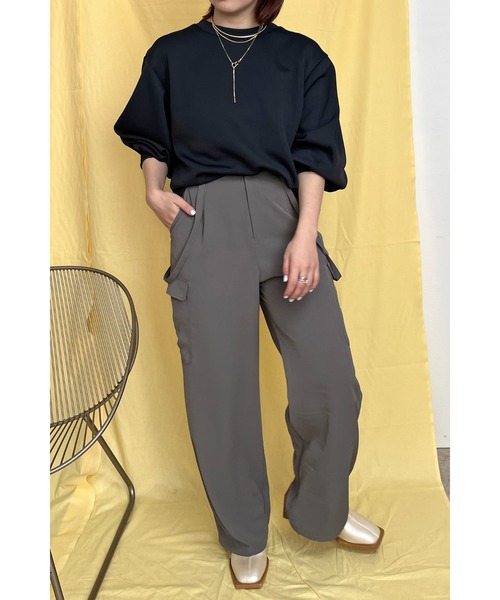 palm RICHE(ポームリシュ)の「バックフリルポンチTOPS(Tシャツ/カットソー・レディース・ライトパープル/ブラック/ホワイト・M)」の20枚目の写真