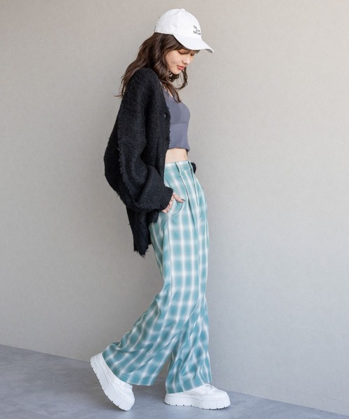 RAGEBLUE（レイジブルー）の「チェック柄ルーズワイドレッグパンツ（スラックス・レディース・ブルー系/レッド系・FREE）」の17枚目の写真