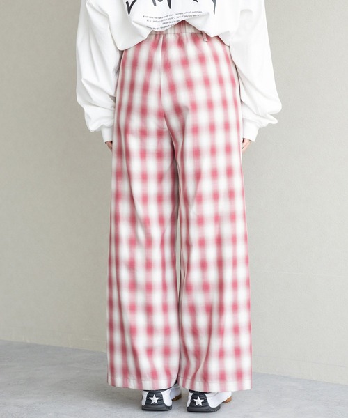 RAGEBLUE（レイジブルー）の「チェック柄ルーズワイドレッグパンツ（スラックス・レディース・ブルー系/レッド系・FREE）」の22枚目の写真