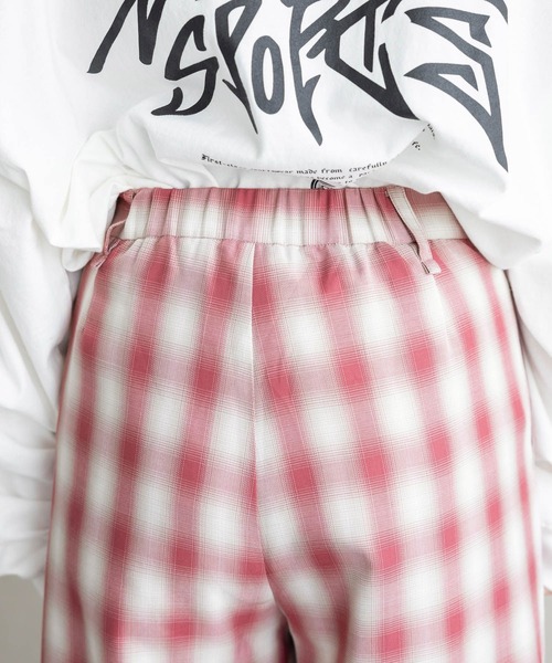 RAGEBLUE（レイジブルー）の「チェック柄ルーズワイドレッグパンツ（スラックス・レディース・ブルー系/レッド系・FREE）」の7枚目の写真