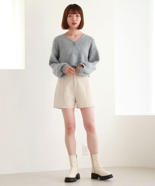 archives（アルシーヴ）の「ラメメランジショートニットカーディガン