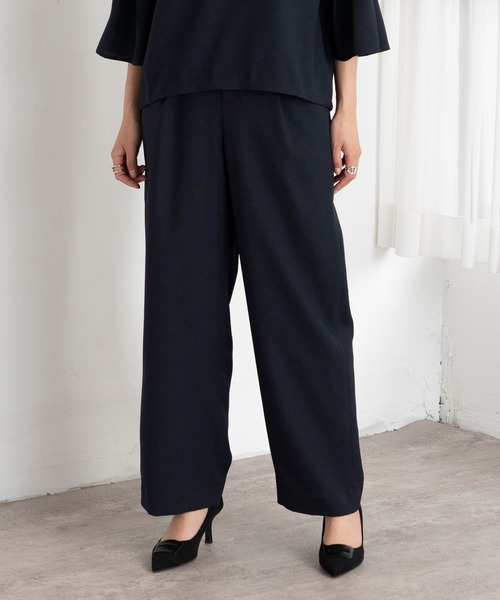 EUCLAID(エウクレイド)の「リネンライクワイドパンツ(その他パンツ・レディース・ネイビー/ライトベージュ・40/38/36)」の1枚目の写真