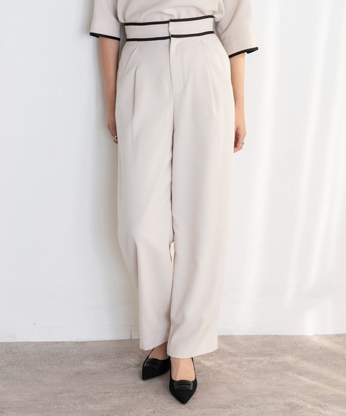 EUCLAID(エウクレイド)の「リネンライクワイドパンツ(その他パンツ・レディース・ネイビー/ライトベージュ・40/38/36)」の2枚目の写真