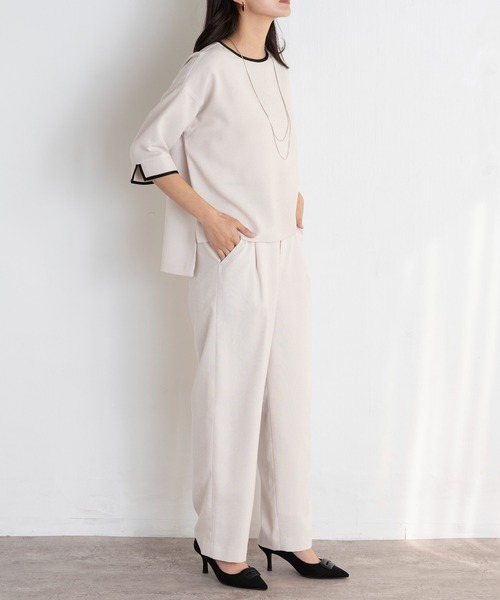 EUCLAID(エウクレイド)の「リネンライクワイドパンツ(その他パンツ・レディース・ネイビー/ライトベージュ・40/38/36)」の4枚目の写真