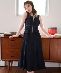 mysty woman | フロントZIPデニムジャンスカ　996665(ジャンパースカート)