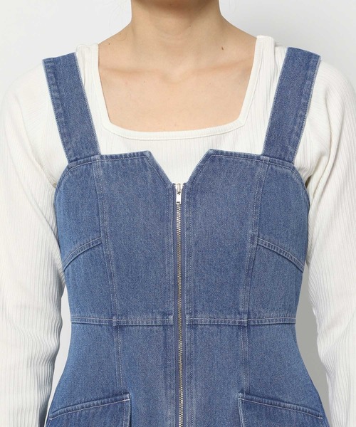 mysty woman（ミスティウーマン）の「フロントZIPデニムジャンスカ　996665（ジャンパースカート・レディース・ブラック/ライトブルー/ブルー・FREE）」の10枚目の写真