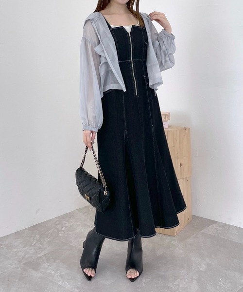 mysty woman（ミスティウーマン）の「フロントZIPデニムジャンスカ