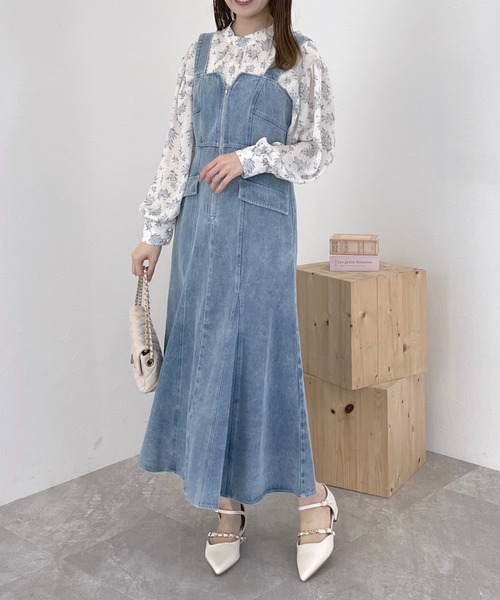 mysty woman（ミスティウーマン）の「フロントZIPデニムジャンスカ