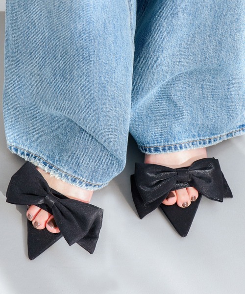 EVOL（イーボル）の「【EVOL】リボンポインテッドサンダル IW5378（サンダル・レディース・ゴールド/オレンジ/ブラック/シルバーグレー・LL/L/M/S）」の2枚目の写真