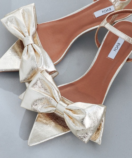 EVOL（イーボル）の「【EVOL】リボンポインテッドサンダル IW5378（サンダル・レディース・ゴールド/オレンジ/ブラック/シルバーグレー・LL/L/M/S）」の6枚目の写真