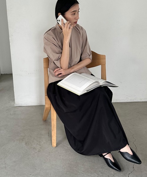 select MOCA(セレクトモカ)の「タックマキシフレアスカート(スカート・レディース・ベージュ/ブラック/ライトグレー・FREE)」の22枚目の写真